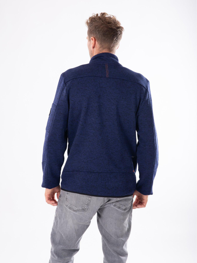 Veste polaire en maille chinée navoy bleu marine homme - Aulp