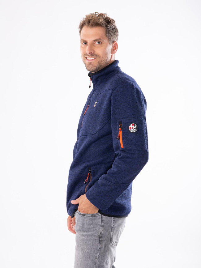 Veste polaire en maille chinée navoy bleu marine homme - Aulp