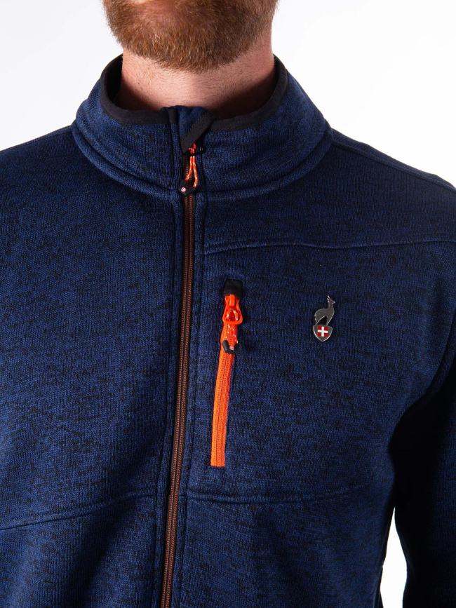 Veste polaire en maille chinée navoy bleu marine homme - Aulp