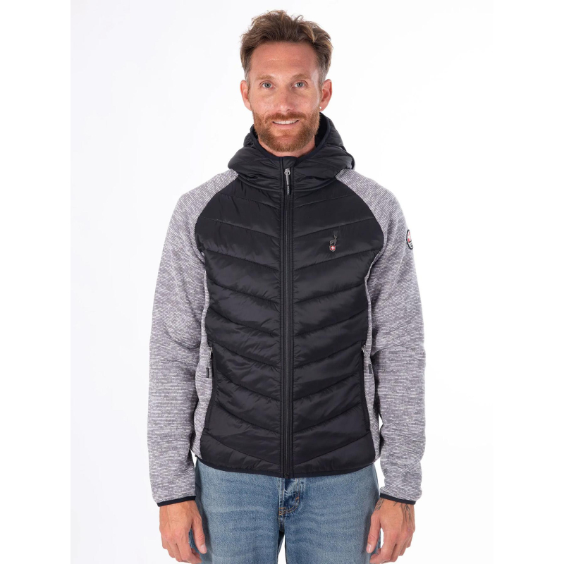 Veste hybride bi-matière vikam noir et gris homme - Aulp