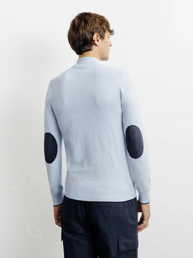 Pull à col montant demi zippé bacary bleu ciel homme - Izac