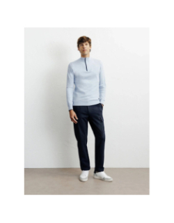 Pull à col montant demi zippé bacary bleu ciel homme - Izac