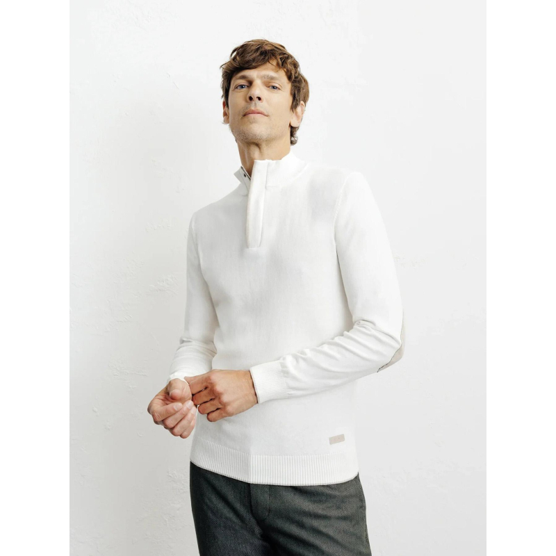 Pull à col montant demi zippé bacary écru homme - Izac