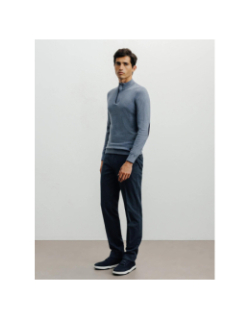 Pull à col montant demi zippé bacary bleu homme - Izac