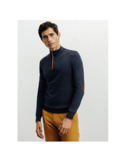 Pull à col montant demi zippé bacary bleu marine homme - Izac