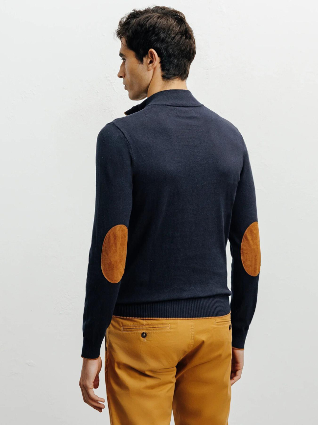 Pull à col montant demi zippé bacary bleu marine homme - Izac