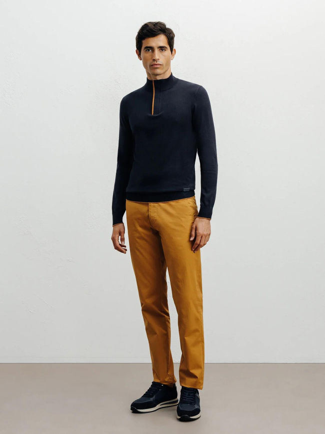Pull à col montant demi zippé bacary bleu marine homme - Izac