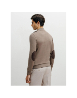 Pull à col montant demi zippé bacary marron clair homme - Izac