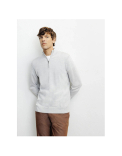 Pull à col zippé bret gris homme - Izac