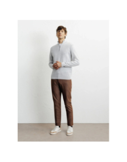 Pull à col zippé bret gris homme - Izac