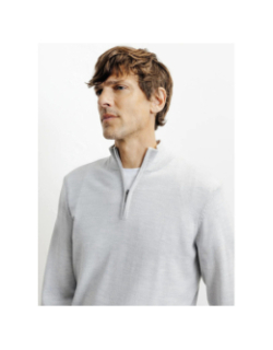 Pull à col zippé bret gris homme - Izac
