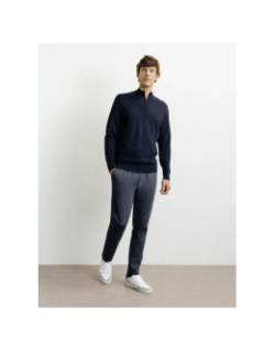 Pull à col zippé bret bleu marine homme - Izac