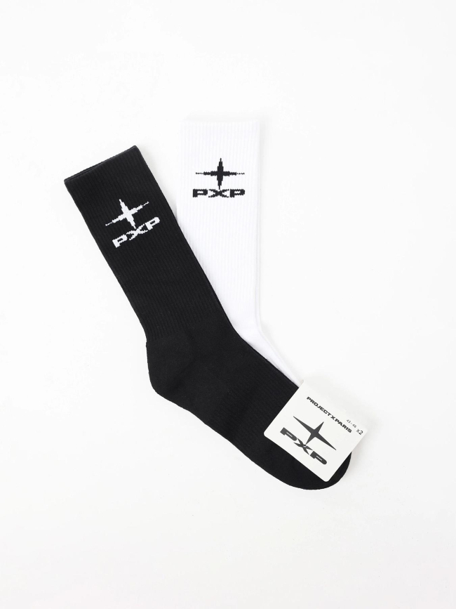 Pack de 2 paires de chaussettes hautes noir et blanc adulte - Project X Paris