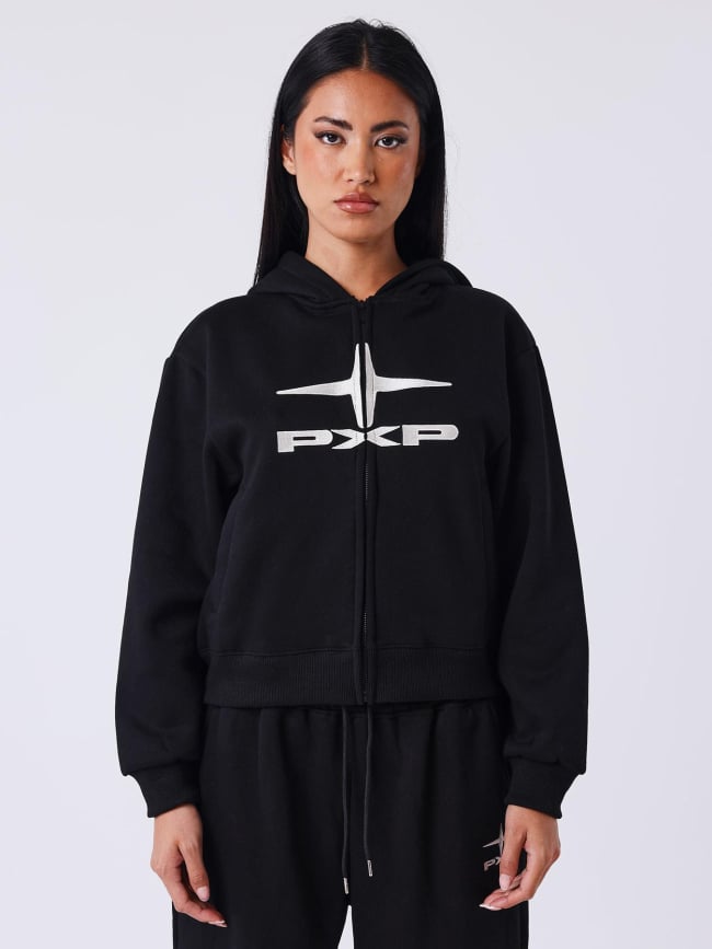 Sweat à capuche zippé logo polaris noir femme - Project X Paris