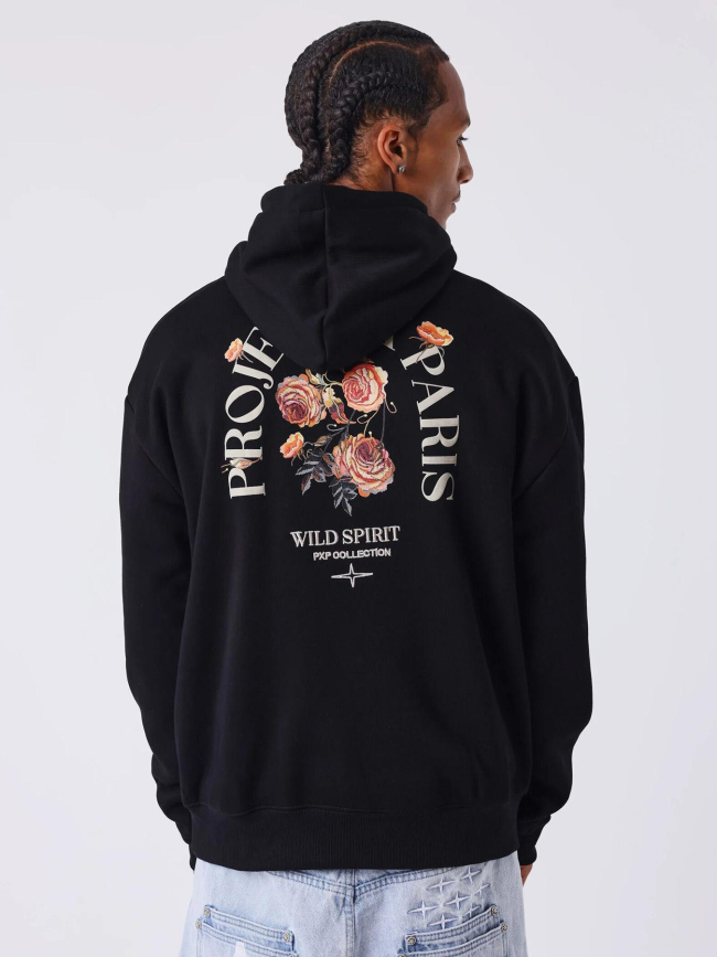 Sweat à capuche gothic roses noir homme - Project X Paris