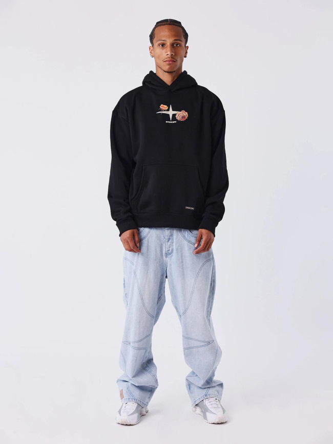 Sweat à capuche gothic roses noir homme - Project X Paris