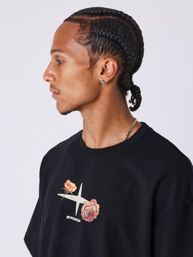 T-shirt à manches courtes gothic roses noir homme - Project X Paris