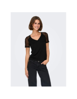 T-shirt col v stinne noir femme - Jdy