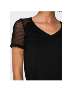 T-shirt col v stinne noir femme - Jdy