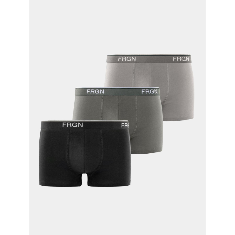 Pack de 3 boxers en coton noir gris et kaki homme - Freegun