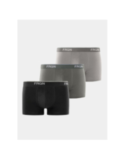 Pack de 3 boxers en coton noir gris et kaki homme - Freegun