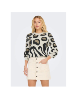 Pull en maille à motif léopard jdylorraine beige femme - JDY