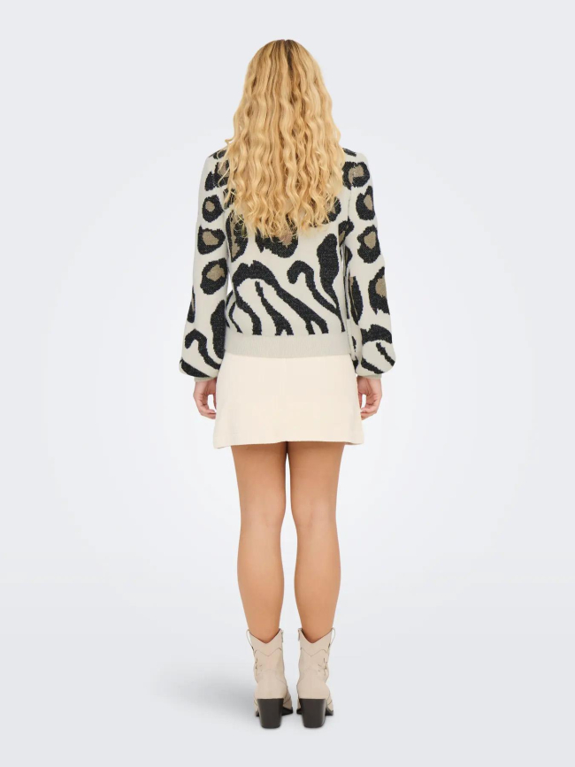 Pull en maille à motif léopard jdylorraine beige femme - JDY