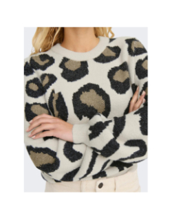 Pull en maille à motif léopard jdylorraine beige femme - JDY