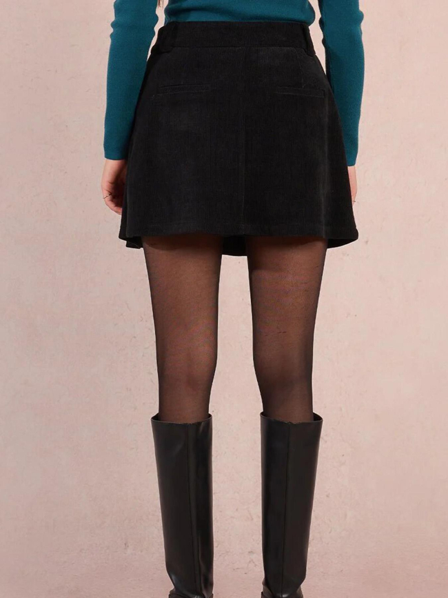 Jupe short velours côtelé noir femme - Molly Bracken