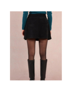 Jupe short velours côtelé noir femme - Molly Bracken