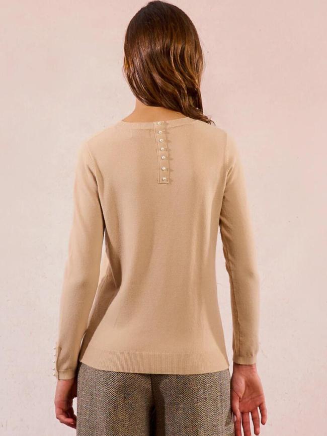 Pull fin à perles beige femme - Molly Bracken