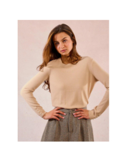Pull fin à perles beige femme - Molly Bracken
