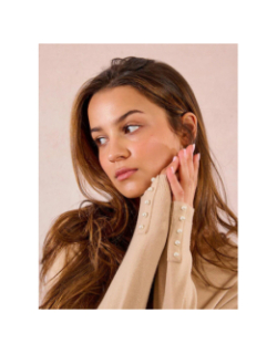 Pull fin à perles beige femme - Molly Bracken