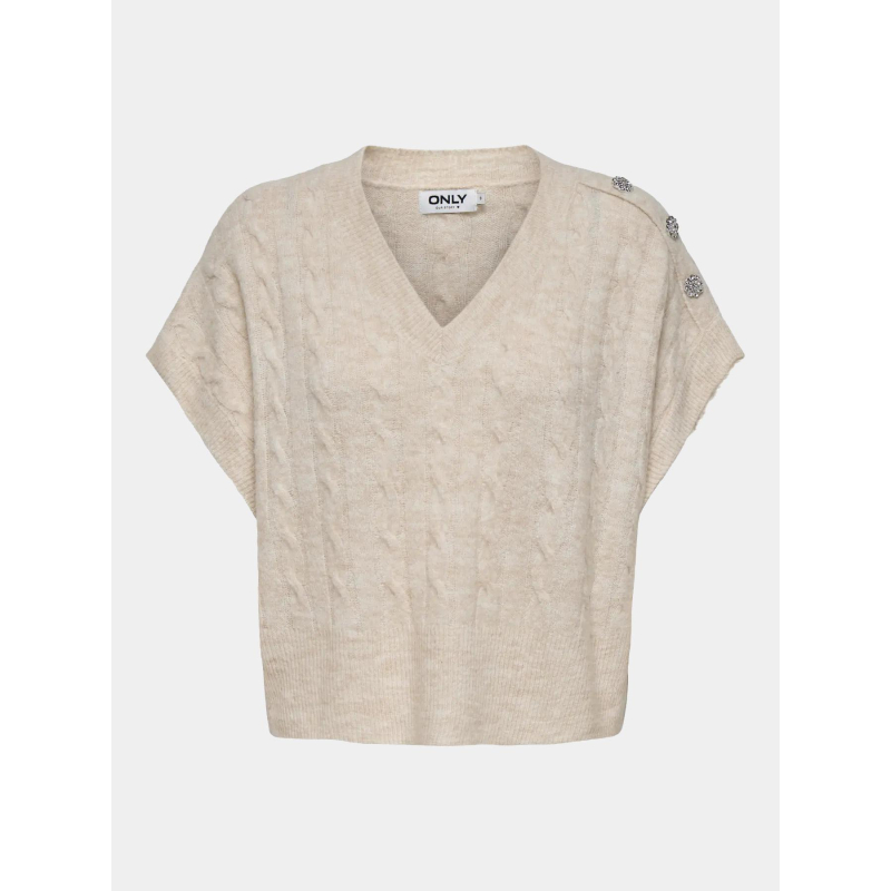 Pull col v sans manche melody beige femme - Only