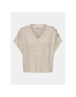 Pull col v sans manche melody beige femme - Only