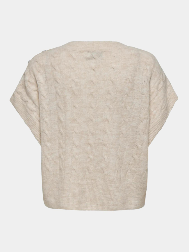 Pull col v sans manche melody beige femme - Only