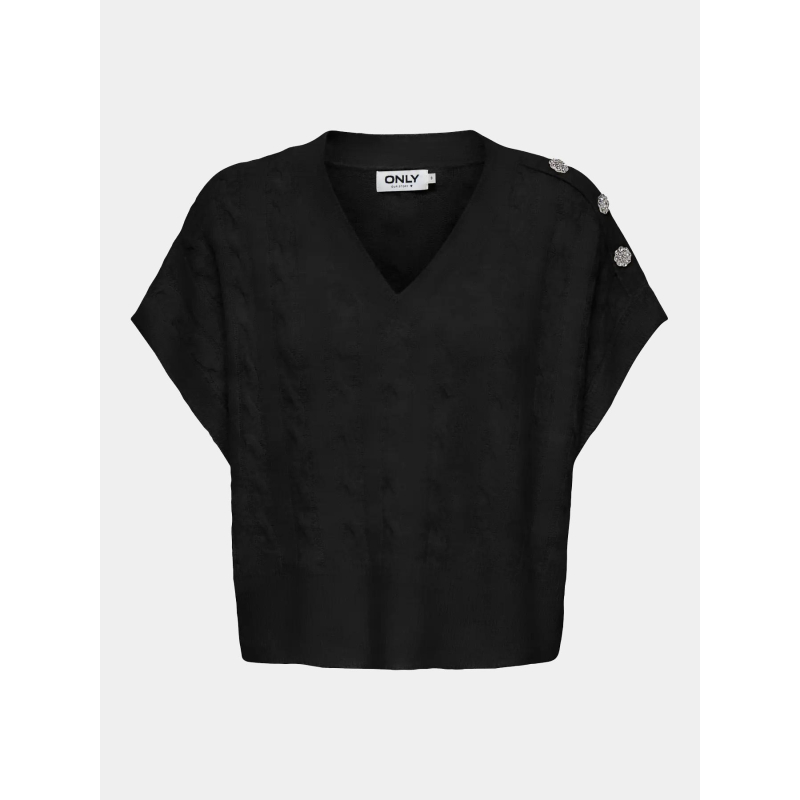 Pull col v sans manche melody noir femme - Only