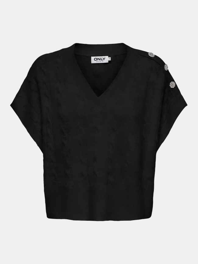 Pull col v sans manche melody noir femme - Only