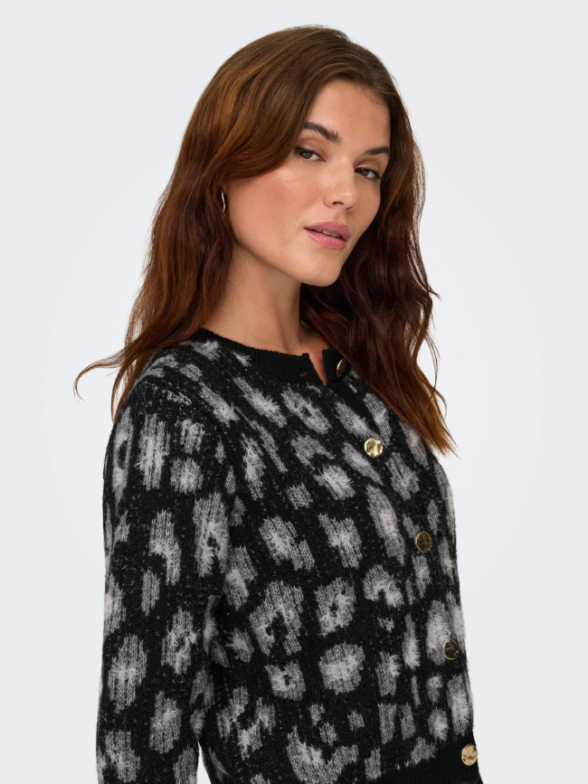 Gilet cardigan sybille noir gris femme - Only