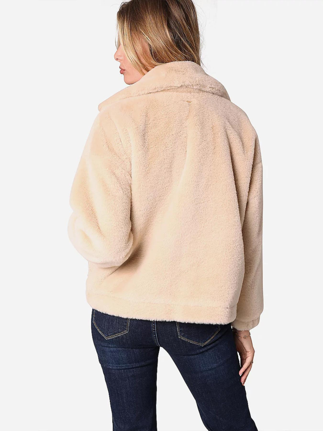 Veste fausse fourrure rusalka beige femme - Deeluxe