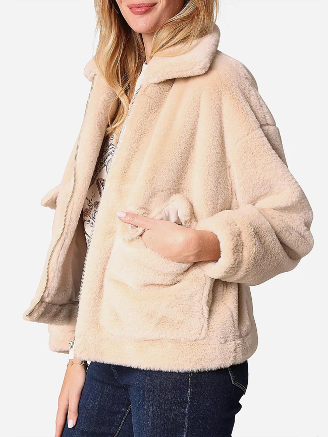 Veste fausse fourrure rusalka beige femme - Deeluxe