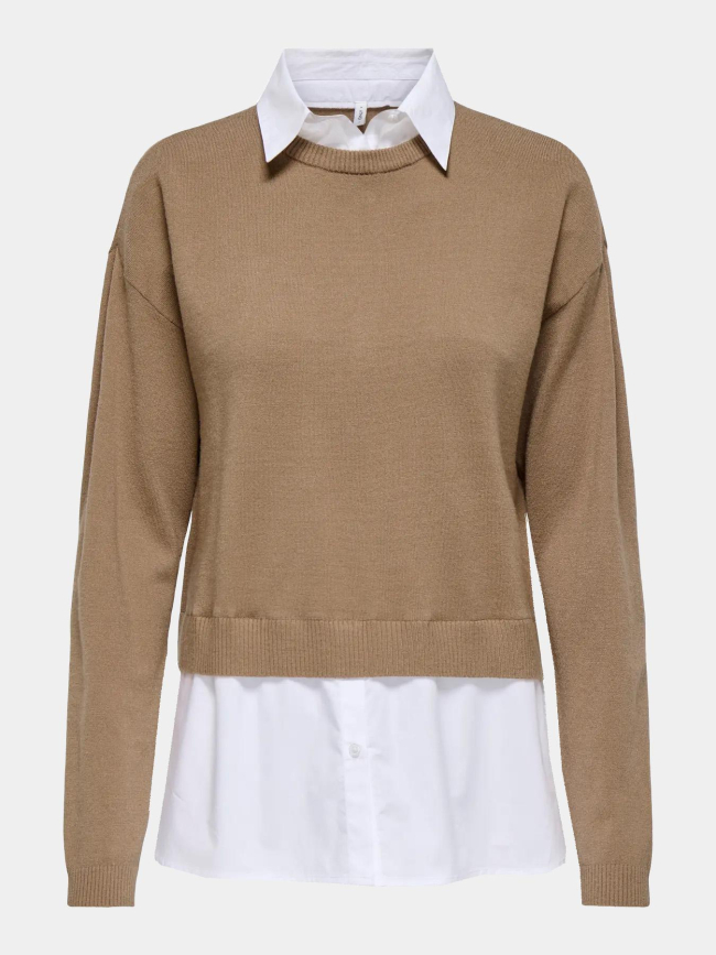 Pull payson mix marron blanc femme - Only