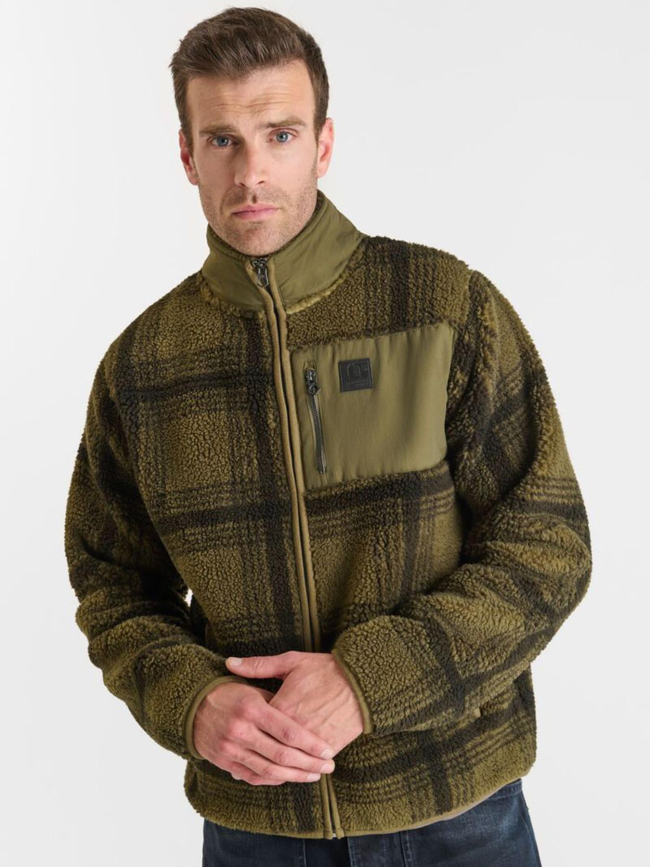 Veste polaire à carreaux ceral kaki homme - Le Temps Des Cerises