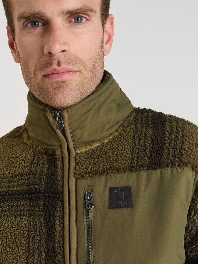 Veste polaire à carreaux ceral kaki homme - Le Temps Des Cerises