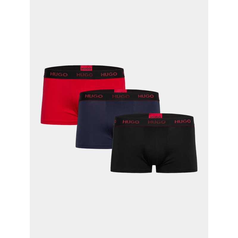 Pack de 3 boxers en coton stretch noir et rouge homme - Hugo