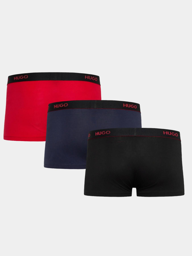 Pack de 3 boxers en coton stretch noir et rouge homme - Hugo