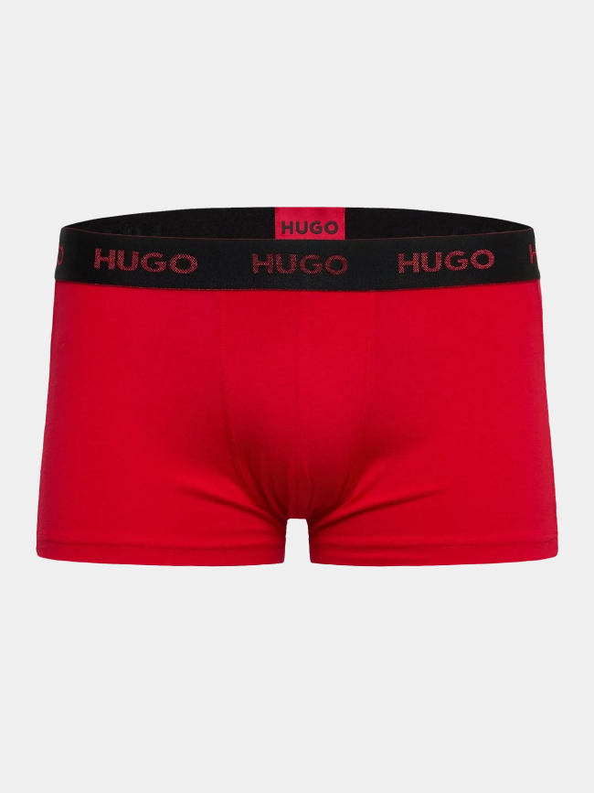 Pack de 3 boxers en coton stretch noir et rouge homme - Hugo