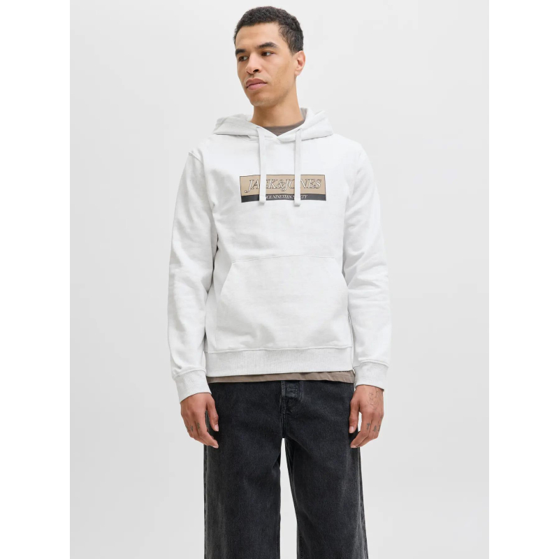 Sweat à capuche jorinwood chiné blanc homme - Jack & Jones