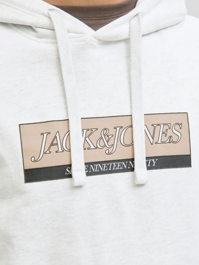 Sweat à capuche jorinwood chiné blanc homme - Jack & Jones
