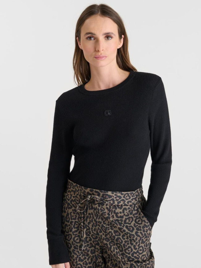 Pull côtelé stefy noir femme - Le Temps Des Cerises